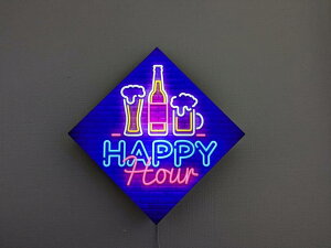 【LEDデザインライト】HAPPY HOUR ハッピーアワー BEER ビール 生ビール ビールジョッキ ジョッキ 居酒屋 やきとり屋 焼肉屋 中華店 飲食店 WELCOME OPEN ネオン風 レトロ 看板 インテリア 雑貨 置物