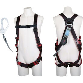 [藤井電工] 新規格 フルハーネス型 レヴォハーネス ワンハンドリトラ 巻取式 ロック機構付き ブラック レッド 黒 赤 Mサイズ TH-508-OH93SV-OT-BKR-M-R23 V型腿ベルト シングルランヤード 1丁掛けランヤード 着脱が容易なワンタッチバックル 日本製 高所作業 墜落制止用器具