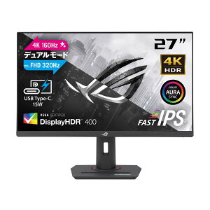 ASUS 4K �Q�[�~���O���j�^�[ ROG Strix XG27UCG �f���A�����[�h �� 27�C���`/4K (3840x2160)/�f���A�����[�h(4K 160Hz �t��HD 320Hz)/1ms (GTG)/Fast IPS/USB Type-C/����������/VESA�Ή� (100x100mm)/HDR�Ή�/�O�r�\�P�b�g�t