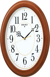 セイコークロック(Seiko Clock) セイコー クロック 掛け時計 電波 アナログ 楕円型 木枠 茶 木地 KX390B