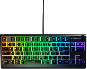 SteelSeries �Q�[�~���O�L�[�{�[�h �e���L�[���X �L�� Apex 3 TKL US �p��z�� �É��X�C�b�` IP32�h�H 24�L�[���������Ή� �u���b�N