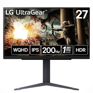LG �Q�[�~���O���j�^�[ LG UltraGear 27GS75Q-B 27.0�C���`/WQHD(2560×1440) /�A���`�O���A/180Hz�i�I�[�o�[�N���b�N�� 200Hz�j/IPS 1ms�iGTG�j/FreeSync? /G-Sync Compatible/HDR10/HDMI�ADisplayPort/���@�\�X�^���h/�`���g�A