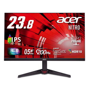 Acer �Q�[�~���O���j�^�[ 23.8�C���` IPS �t��HD ����� 200Hz 0.5ms sRGB 99% AMD FreeSync Premium HDR10 HDMI 2.0 DisplayPort v1.2 �X�s�[�J�[�E�w�b�h�t�H���[�q ���� Nitro VG240YX1bmiipx