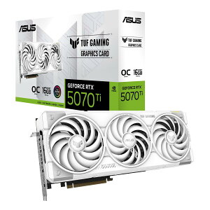 ASUS TUF GAMING GeForce RTX 5070 Ti 16GB GDDR7 �z���C�g OC �G�f�B�V���� �r�f�I�J�[�h TUF-RTX5070TI-O16G-WHITE-GAMING