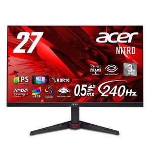 Acer Nitro 27�C���` IPS 240Hz �t��HD 0.5ms(GTG) ����� sRGB 99% AMD FreeSync Premium HDR10 �u���[���C�g�ጸ �u���b�N�u�[�X�g HDMI 2.1 DisplayPort v1.4 �X�s�[�J�[�E�w�b�h�t�H���[�q �[���t���[�� �Q�[�~���O��