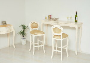 コモ カウンターテーブル ホワイト 幅135cm 木製 コンソールテーブル デスク 高級感 おしゃれ アンティーク 猫脚 クラシック テーブル ダイニング 作業台 ワークデスク 収納 ディスプレー 飾