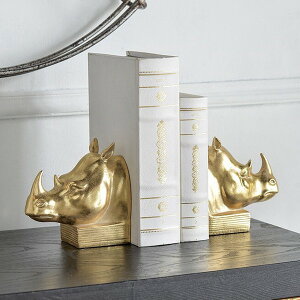 サイのブックエンド ゴールド AN-77610 おしゃれ アンティーク オブジェ レトロ インテリア