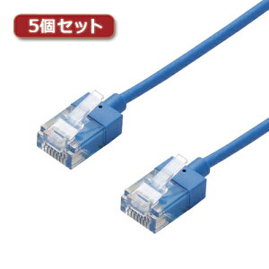 5�Z�b�g�G���R�� LAN�P�[�u��/CAT6A/�X�[�p�[�X����/15m/�u���[ LD-GPASS/BU15X5