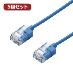 5�Z�b�g�G���R�� LAN�P�[�u��/CAT6A/�X�[�p�[�X����/7m/�u���[ LD-GPASS/BU7X5