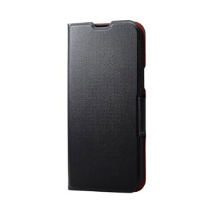 エレコム iPhone 15 Plus ソフトレザーケース 薄型 手帳型 磁石付 PM-A23BPLFUBK
