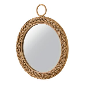 鏡 壁掛け 壁掛 ラタン コンパクト ウォールミラー ミラー かがみ カガミ レトロ アンティーク レトロ モダンヨーロピアン おしゃれ
