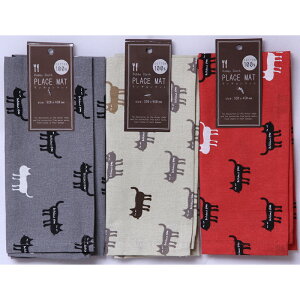 送料無料 12個入り ランチョンマット キャット 3色アソート 32×45cm 敷物 テーブルクロス ランチマット ランチクロス カフェ キッチン プレゼント ギフト 北欧 おしゃれ かわいい