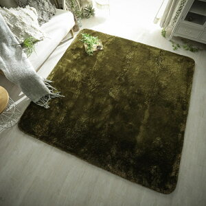 マイクロファイバーラグ モスグリーン GN 190x190cm 正方形 ラグマット ラグカーペット 絨毯 じゅうたん センターラグ おしゃれ カジュアル かわいい 1人暮らし 肌触り 手洗い ホットカーペット