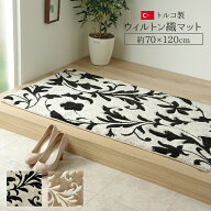 玄関用マット 約70×120cm 屋内 室内 玄関マット トルコ ウィルトン織り カービング ブラック 抗菌防臭 …