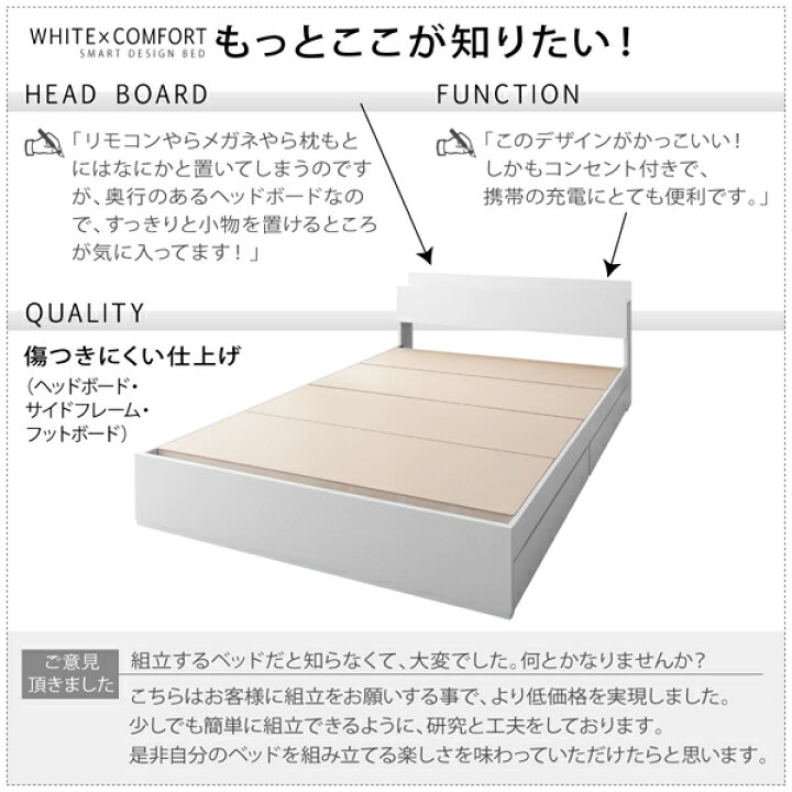 楽天市場】棚 コンセント付き 収納ベッド ma chatte ベッドフレーム 