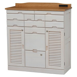 送料無料 キャビネット 鍵付き 幅76cm 隠しキャスター付き コンセント付き アンティーク 木製 FAX台 リビング キッチン ラック シェルフ 電話台 ファックス台 北欧 モダン シンプル 引き出し