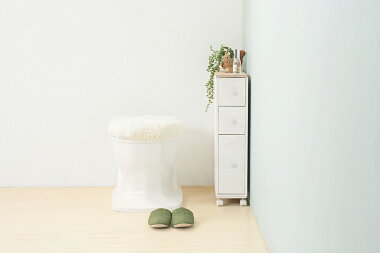 送料無料アンティーク調トイレラックコンパクト完成品3段おしゃれ収納薄型白ホワイト棚ブロカントシリーズトイレラック【MTR-6450WH】