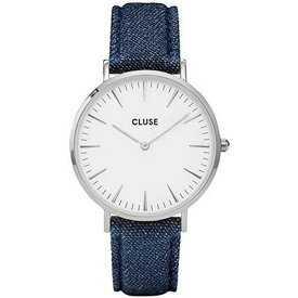 CLUSE クルース CL18229 La Boheme ラ・ボエーム 38mm ペア 男女 レディース シルバー 本革 デニム ベルト 上品 カジュアル クオーツ ホワイト シンプル プレゼント ユニセックス 母の日