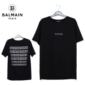 バルマン Tシャツ 半袖 メンズ ブランド ストーン ロゴ 大特価 セール SALE バルマン A10161 BALMAIN PARIS 黒 ブラック Tシャツ