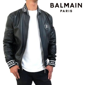 大特価 BALMAIN PARIS バルマン 8030 ブルゾン ボンバージャケット エコレザー ライダース ジャケット アウター メンズ レディース 黒 ロゴ ブランド