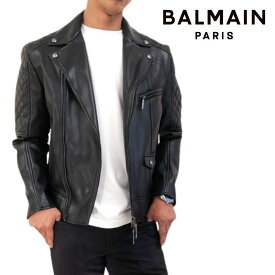 大特価 BALMAIN PARIS バルマン 8008 ブルゾン エコレザー ライダース ジャケット アウター メンズ 黒 ロゴ ブランド