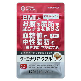 ターミナリア ダブル 26.4g ( 220mg × 120粒 ) 協和食研 ダイエット ダイエットサプリ BMI お腹の脂肪 血糖値 中性脂肪 体重 肥満 糖 内蔵脂肪 ターミナリアベリリカ由来没食子酸 ［機能性表示食品］ メール便送料無料SPL / ターミナリアダブルS04-03 / TMNLAW-01P