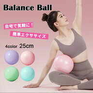 ヨガボール ピラティスボール 25cm ストレッチ ミニ ボール 空気入れストロー ミニバランスボール フィッ…