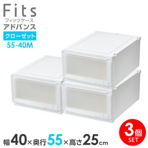 収納ケース Fits フィッツケース アドバンス 55-40M 幅40×奥行55×高さ25cm ホワイトクリア| クローゼット用 引出し 引き出し 衣装ケース プラスチック 白 積み重ね おしゃれ