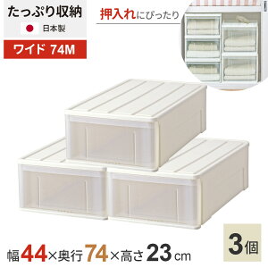 収納ケース たっぷり収納ケース 幅44×奥行74×高さ23 / 高さ30cm ホワイト ワイド74M / ワイド74L| 押し入れ 押入れ 押入れ収納 引き出し 収納ボックス 衣装ケース 積み重ね 衣類 服 入れ プラス