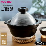 HARIO ハリオ フタがガラスのご飯釜 （2〜3合用） GNR-200-B-W ｜ 直火専用 炊飯鍋 2〜3合用 炊飯 炊きあ…