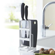 山崎実業 プレート 包丁＆まな板スタンド ホワイト 2436 ｜ 包丁差し まな板たて コンパクト シンプル 包…