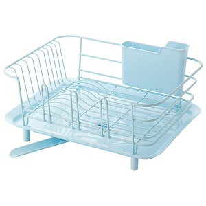 水切りラック HOME&HOME ディッシュドレイナー ブルー | ディッシュドレイナー 水切りラック 抗菌 食器カゴ 水切りカゴ 縦置き 横置き キッチン 台所 水切り