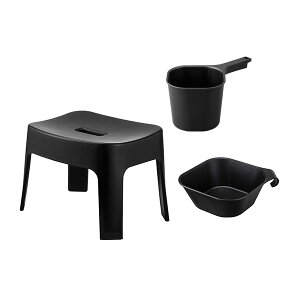 山崎実業 tower タワー マグネット風呂イス+湯おけ+手おけセット 座面高さ 25cm ホワイト / ブラック | ヤマザキ 風呂椅子セット 風呂桶 バスチェア 磁石 湯桶 手桶 洗面器 風呂おけ