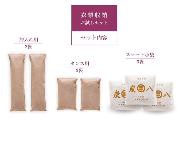 楽天市場】炭八 衣類収納 お試しセット スマート小袋 0.4L 3袋 + 