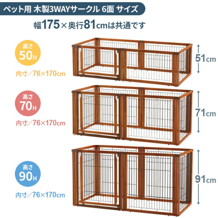 楽天市場】リッチェル ペット用 木製3WAYサークル 6面 【選べるセット  