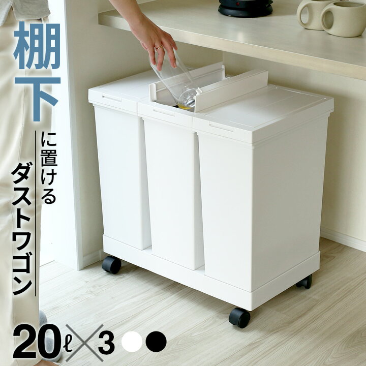 楽天市場】ゴミ箱 棚下で使える プッシュダストボックス 3分別ワゴン 