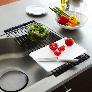 山崎実業 水切りラック タワー 折りたたみ 水切りラック L ブラック 7836 | 折りたたみ シンク上 丸める コンパクト