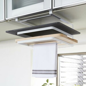 山崎実業 tower タワー 戸棚下 まな板&布巾ハンガー ホワイト 2493 | まな板ラック ふきんハンガー 吊り下げ デッドスペース まな板置き 収納 おしゃれ