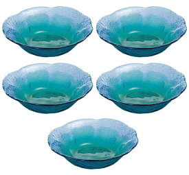 東洋佐々木ガラス 小皿 珊瑚の海 日本製 5個セット ブルー・グリーン 約φ14×3.2cm WA3307