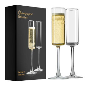 PARACITY シャンパングラス、クリスタルシャンパンフルート 2 個セット、エレガントな 180ML グラス ゴブレットゴブラーズ、誕生日、結婚式、クリスマスへのギフト、女性、男性用クリアスパ