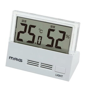 MAG(マグ) 温湿度計 デジタル 小型 透明 バックライト付き ホワイト TH-108WH-Z