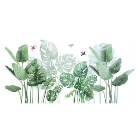 Aumesa Rano 2枚セット ウォールステッカー 花 緑 葉 植物 グリーン フラワー 壁紙シール 天然風ガーデン 観葉植物 剥がせる 壁紙 部屋飾り 防水 おしゃれ ホーム飾りウォールペーパー 大きめサ