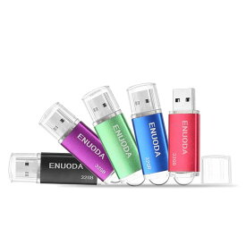 USBメモリ 32GB 5個セット ENUODA USB 32GB セット USBメモリー32ギガ USB2.0 メモリースティック フラッシュメモリ データ送信 バックアップ (赤、青、緑、紫、黒)