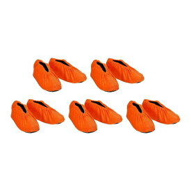 PATIKIL シューズカバー 5足セット 再利用可能な滑り止めシューズカバー 厚手 洗えるブーツシューズプロテクターカバー 屋内用 家庭用 研究所用 オレンジ色