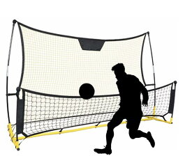 【LifeRed】リバウンダーネット 両面 サッカー 球技 シュート 練習 簡単組立 収納袋付 頑丈設計 ブラック×イエロー 大型 210cm×180cm