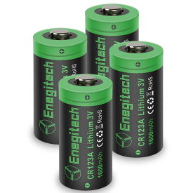 Enegitech CR123Aリチウム電池 123A 3Vバッテリー 1600mAh キュリオロック カメラ ビデオ 懐中電灯用 非充電式