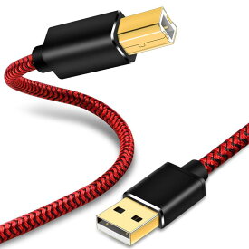 USBプリンターケーブル、LiuTian USB 2.0織りメッシュメタルシェルA（オス）からB（オス）スキャナーケーブル、HP、Canon、Brother、Dell、Xeroxなどに適しています。