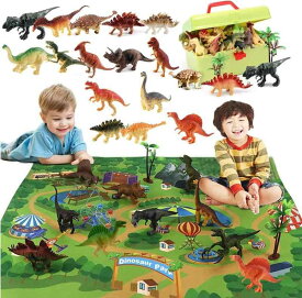 恐竜 おもちゃ 52個セット 人気 大きい アニア トリケラトプス ティラノサウルス・レックス ヴェロキラプトル 創造できる恐竜公園 女の子 男の子 子供玩具 誕生日 プレゼント
