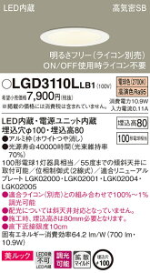 (LINE�N�[�|���L)�p�i�\�j�b�N LGD3110LLB1 �_�E�����C�g100�`�g�U�d���F Panasonic
