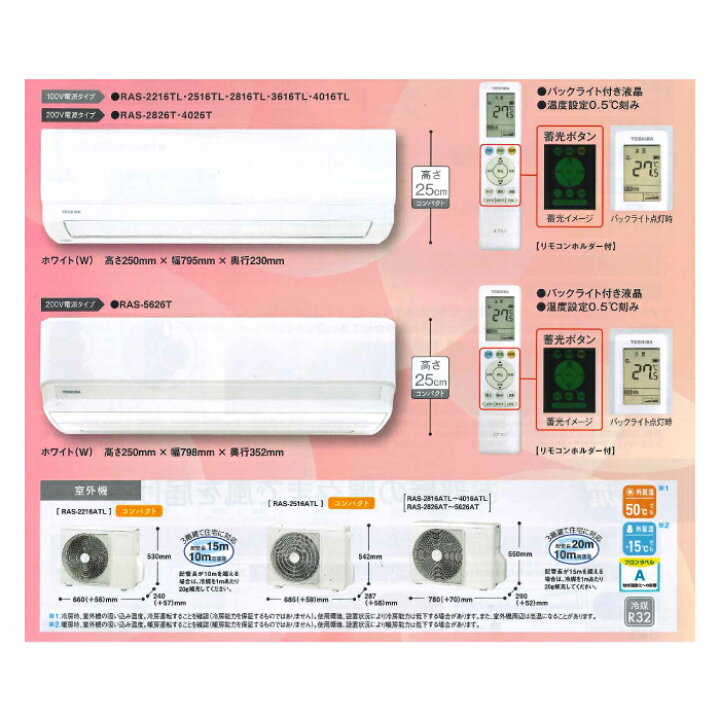 楽天市場】東芝 RAS-2216TL-W ルームエアコン TLシリーズ 6畳用 